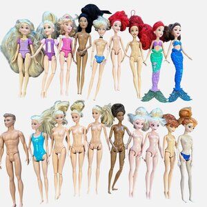 Disney Princess Barbie Doll Lot 19 Fashion Dolls Mermaid Mattel Mixed Craft OOAK